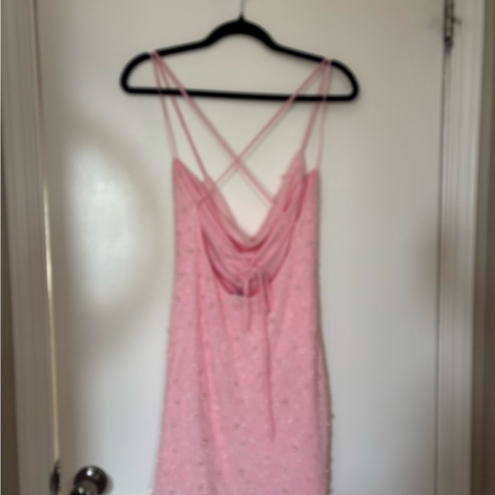 (WINDSOR) prom Pink Beaded & Pearl Mini Dress - Picture 4 of 7